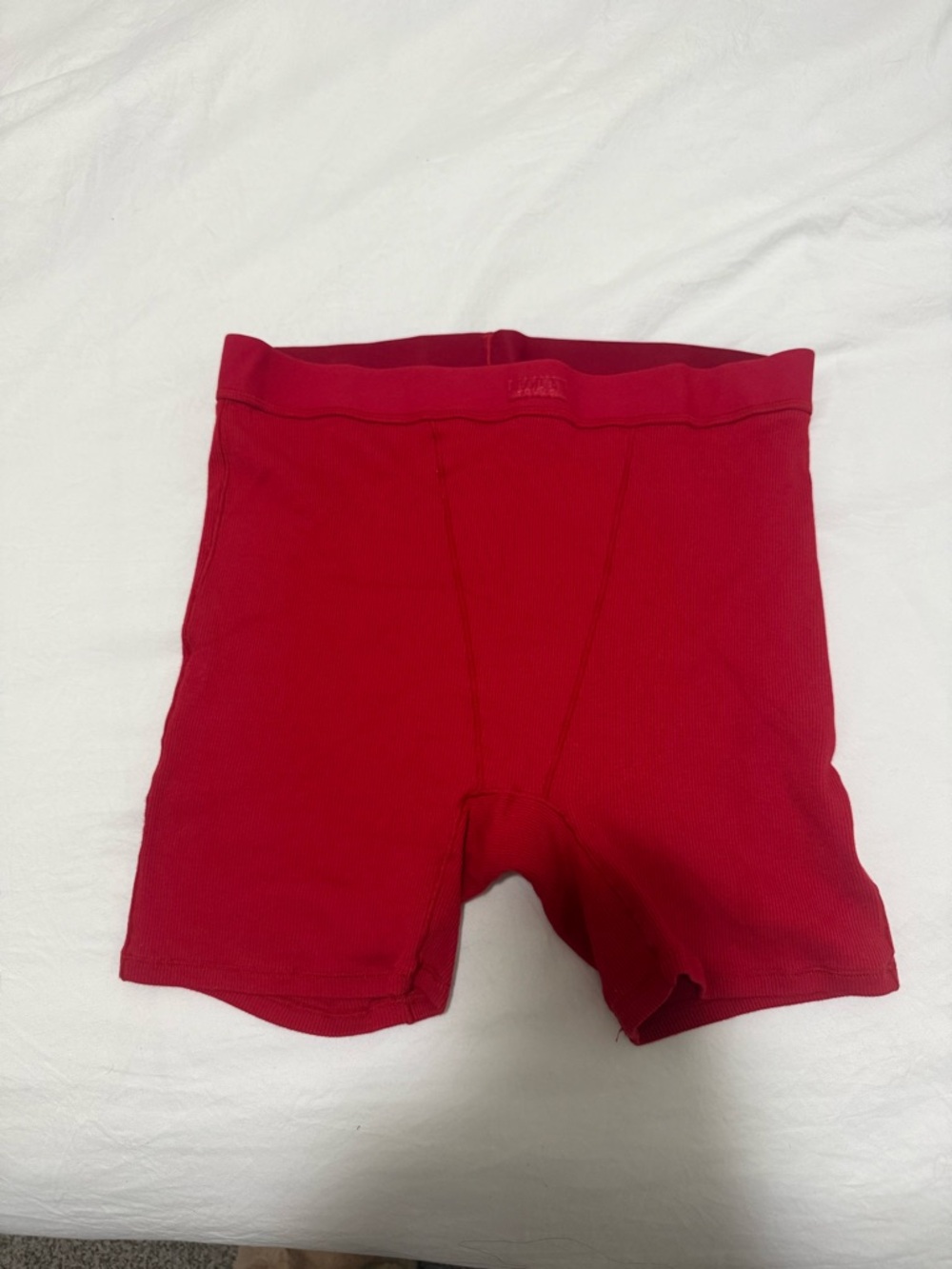 SKIMS Ribbed Red Boxer Shorts